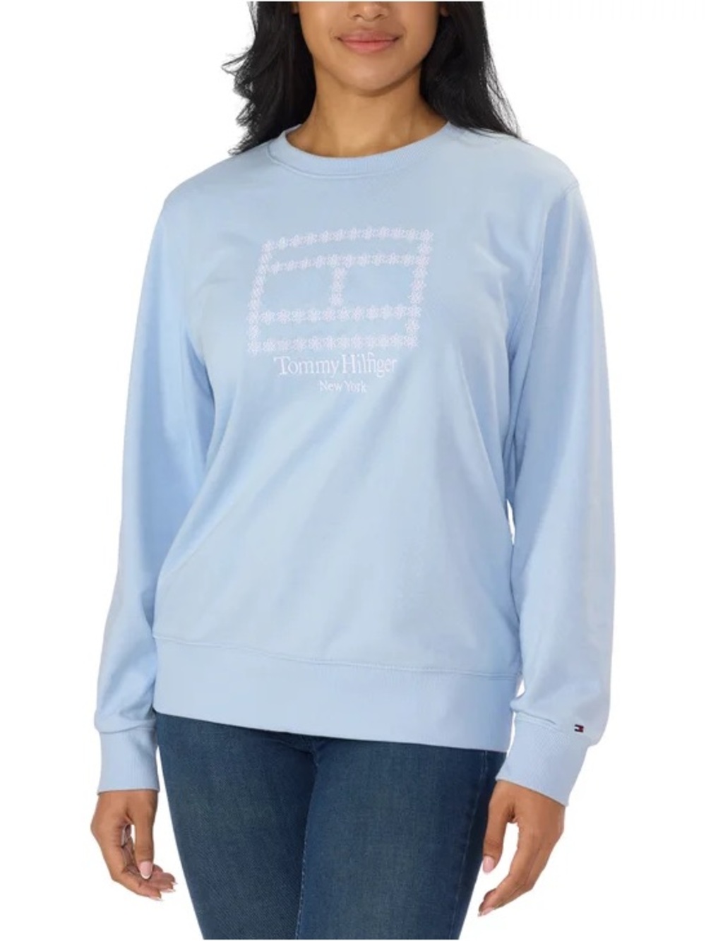 Tommy Hilfiger Pale Blue Floral Logo Crewneck Sweatshirt